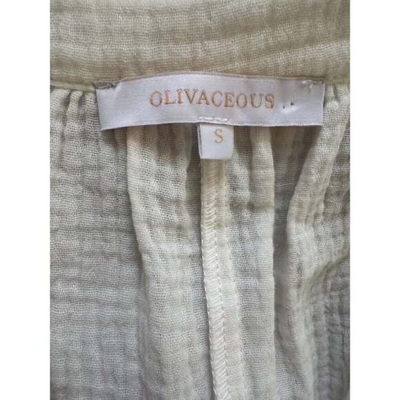 OLIVACEOUS White Puff Sleeve Button Front Jumpsuit Womens Size Small - Picture 5 of 7
